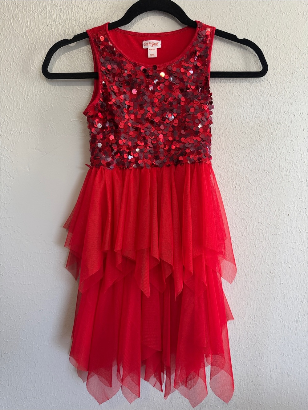 Cat & Jack Red Sequin Tulle Layered Dress for Girls